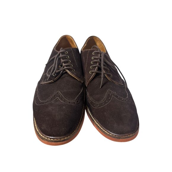 Cole Haan Mens 10 Brown Suede Wingtip Dress Shoes With Red Soles & Lace-Up Closu - Picture 2 of 7